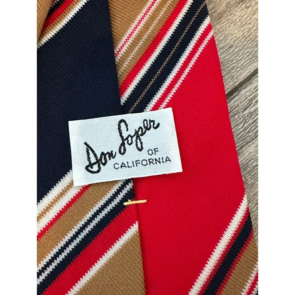 Vintage Don Loper Beverly Hills NeckTie Striped Print Multicolor